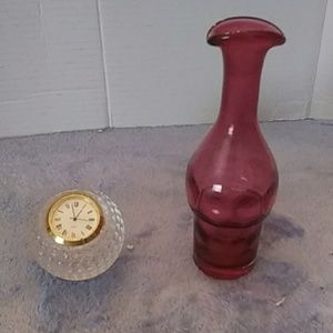 Glass clock papel weight cande Apple vase